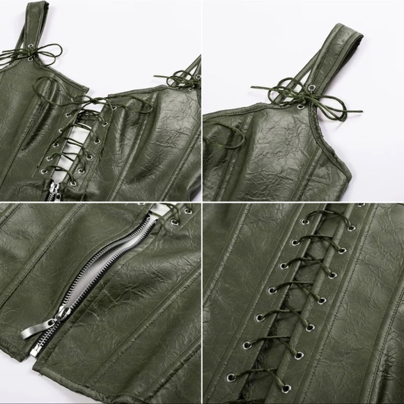 NWT| Olive Green Leather Boned Bustier 🫒 - Picture 6 of 11